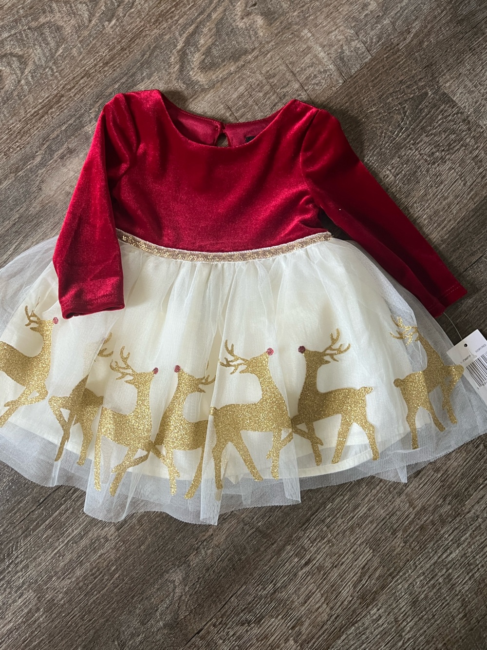 Lilt‎ Red Velvet Tulle Reindeer Dress- Size 6/9 Months